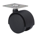 RODA GIRATÓRIA COM PLACA E EIXO LISO, COR PRETO, CARGA MÁXIMA DE
