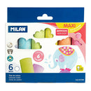 MILAN PACK DE 6 TIZAS MAXI - REDONDAS - ANTIPOLVO - NO CONTIENEN