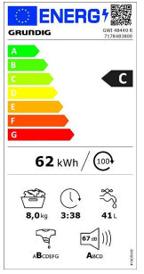 MÁQUINA DE LAVAR ROUPA DE ENCASTRE GRUNDIG GWI48440R 8K 1400R