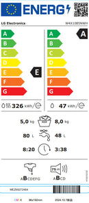 MÁQUINA DE LAVAR E SECAR ROUPA LG W4X1085NWH 8/5KG