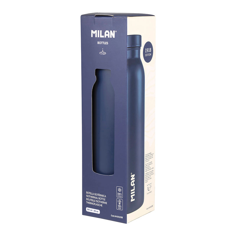 GARRAFA ISOTÉRMICA DE INOX 304 591ML AZUL MARINHO