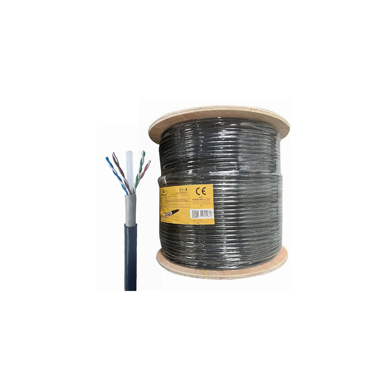 BOBINE REDE PARA EXTERIOR 305 MT SOLID COBRE CAT6 PRETO