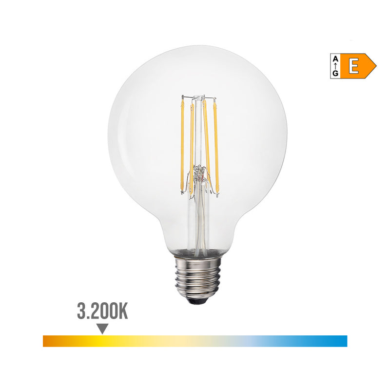 LÂMPADA DE BALÃO COM FILAMENTO LED E27 6W 800LM 3200K LUZ QUENTE