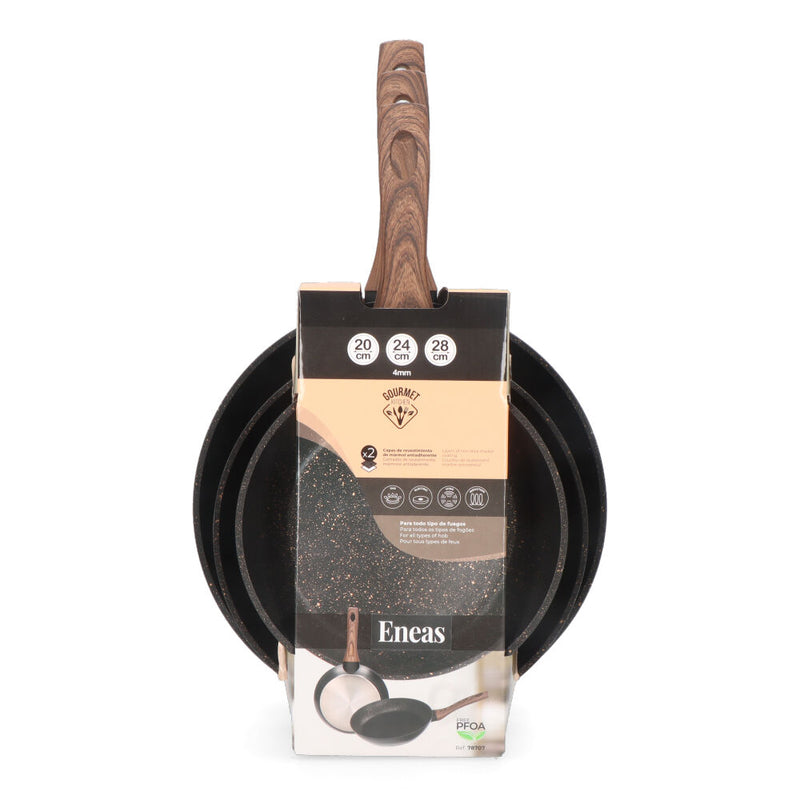 KIT DE 3 FRIGIDEIRAS ANTIADERENTES ´´SERIE ENEAS´´ GOURMET KITC