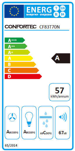 CONFORTEC CHAMINE 70CM 800M3H VIDRO PRETO INOX (A)