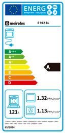 FOGÃO COM FORNO MEIRELES MONZA  E 912 BL 5 ZONAS VITROCERÂMICA