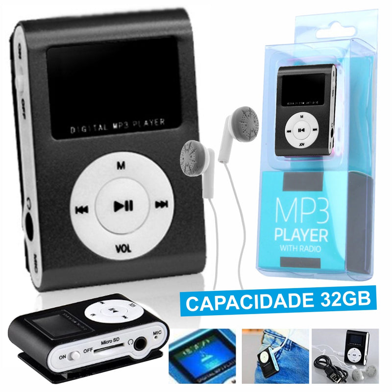 LEITOR MP3 C MICROSD MIC LCD AUSCULTADORES