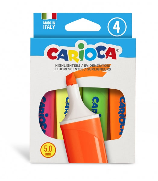 CARIOCA MEMOLIGHT PACK DE 4 SUBRAYADORES - PUNTA BISELADA DE 5MM