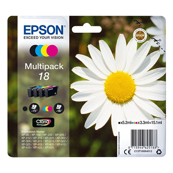 PACK 4 TINTEIROS EPSON SERIE 18 C13T18064022