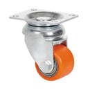RODA GIRATÓRIA COM PLACA, ROLAMENTO DE ESFERAS, COR LARANJA, CARG