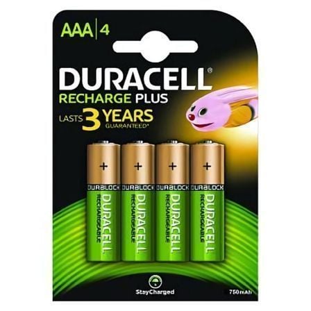 Duracell AAA (4pcs) Bateria recarregável Hidreto metálico de níqu