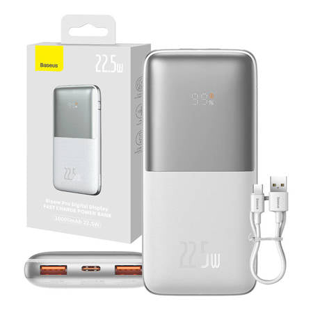 POWERBANK BASEUS BIPOW PRO 10000MAH, 2XUSB, USB-C, 22,5W (BRANCO)