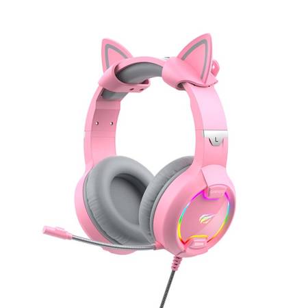 FONES DE OUVIDO PARA JOGOS HAVIT GAMENOTE RGB ROSA