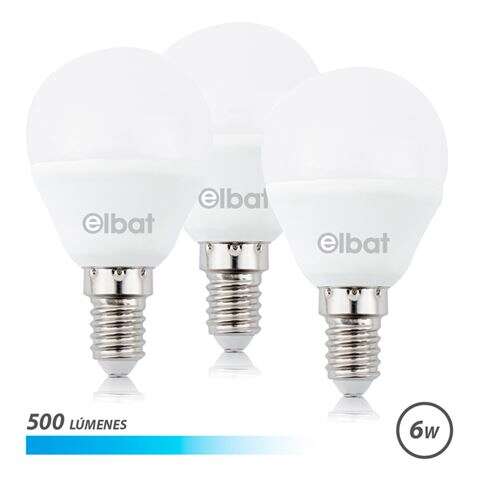 ELBAT PACK DE 3 BOMBILLAS LED G45 DE 6W - 500LM - BASE E14 - LUZ