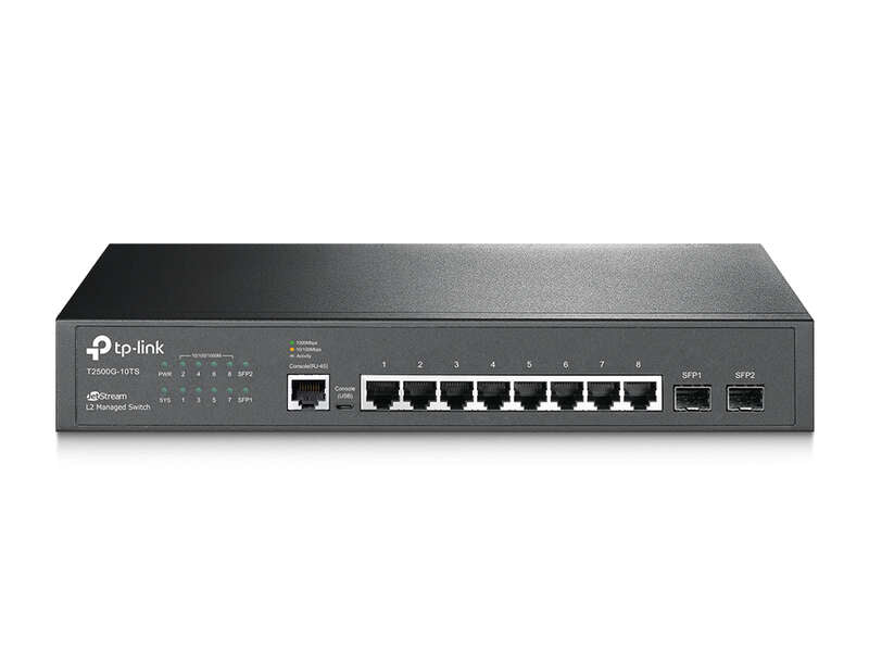 SWITCH C/GESTÃO TP-LINK 8PORTAS GIGABIT+2 SFP - T2500G-10TS