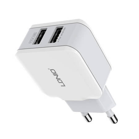 WALL CHARGER LDNIO A2202, 2X USB, 12W (WHITE)