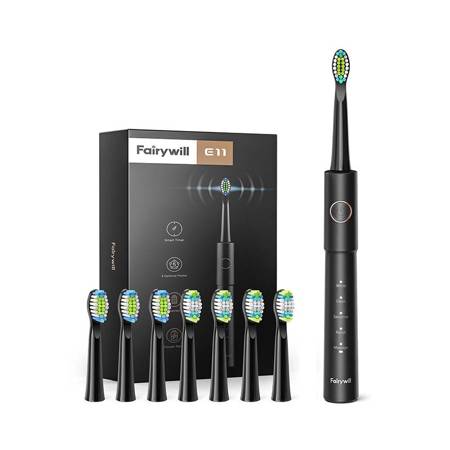 FAIRYWILL E11 ADULTO ESCOVA DE DENTES SÓNICA PRETO