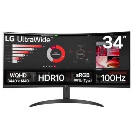 MONITOR PROFESIONAL ULTRAPANORÁMICO CURVO LG 34WR50QK-B 34" WQHD