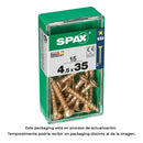 CAIXA 15 UNID. PARAFUSO MADEIRA CABEZA PLANA YELLOX 4,5X35MM SPAX