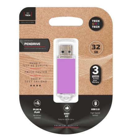 PENDRIVE 32GB TECH ONE TECH BASIC USB 2.0 PURPURA CLARO