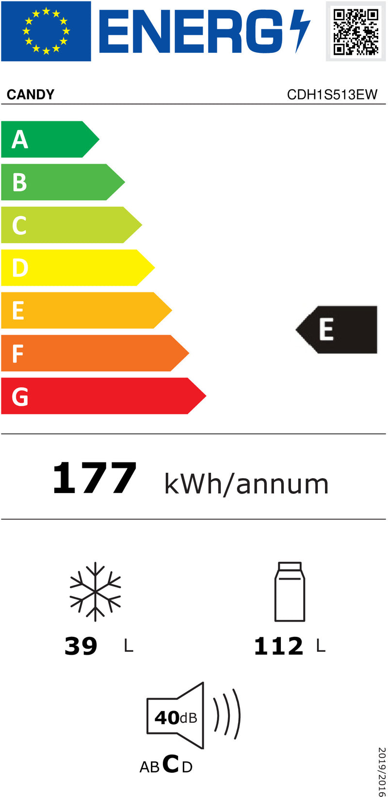 FRIGORÍFICO CANDY CDH1S513EW BRANCO 151 LITROS