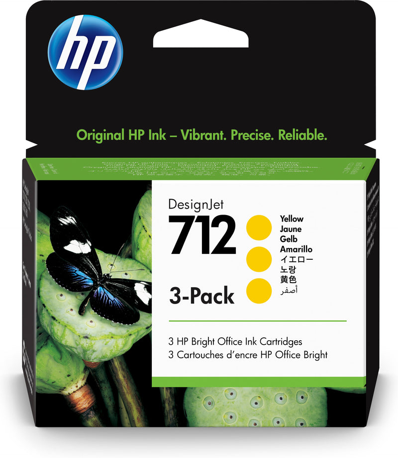 TINTEIRO HP 712 PACK DE 3 AMARELO