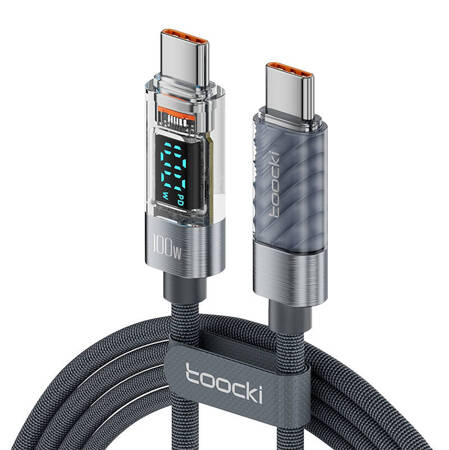 TOOCKI CHARGING CABLE C-C, 1M, 100W (GREY)