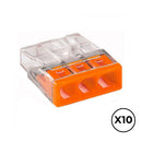 CONECTOR RÁPIDO 3 CONDUTORES RÍGIDOS, Ø MÁXIMO 2,5 MM², TRANSPARE