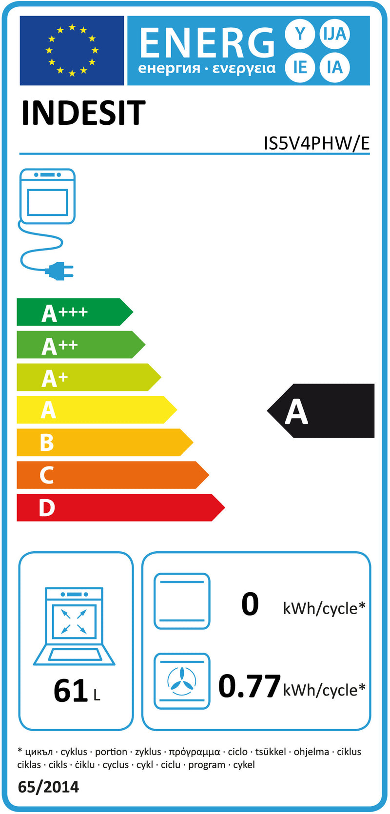 Indesit IS5V4PHW/E fogão Fogão independente Branco A