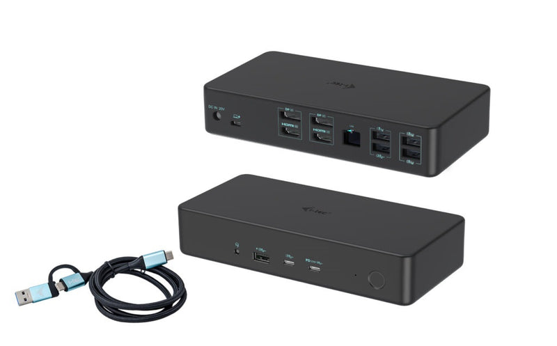 i-tec CADUAL4KDOCKPD2 base & duplicador de portas Com fios USB 3.