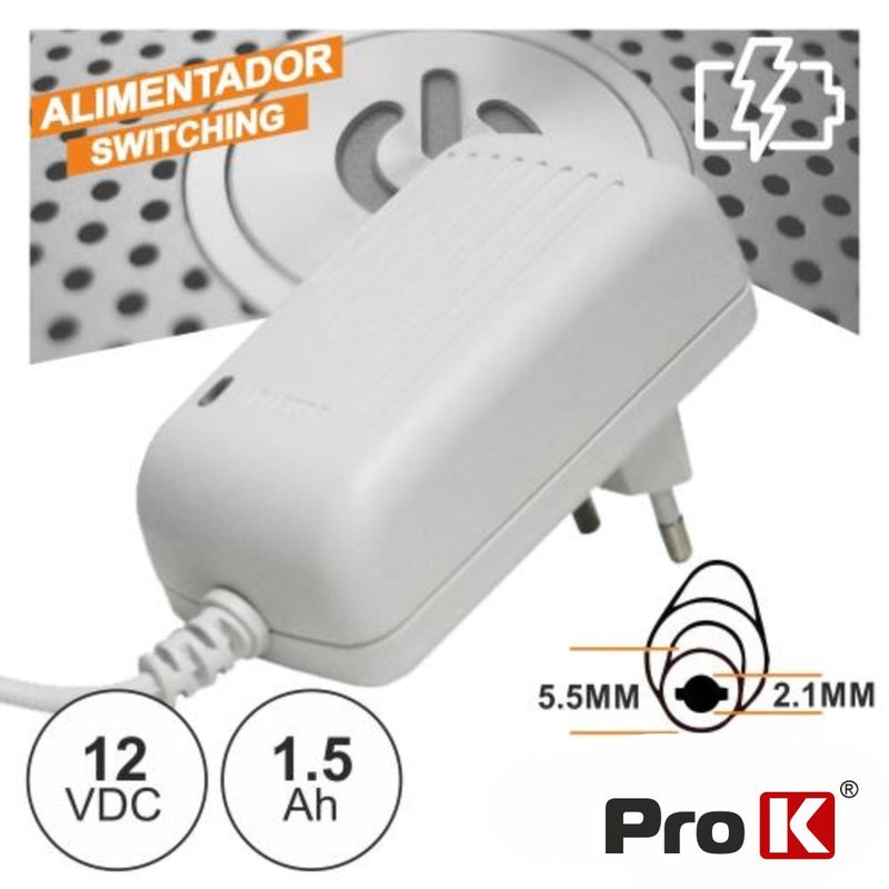 ALIMENTADOR SWITCHING 12V 1.5A BRANCO PROK