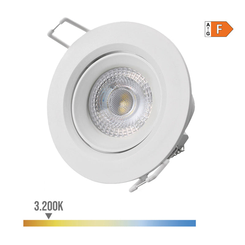 DOWNLIGHT LED REDONDO DE ENCASTRAR 5W 3200K LUZ QUENTE ARO BRANCO