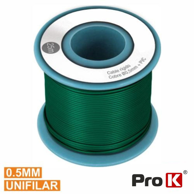 CABO UNIFILAR VERDE 0.5MM ROLO 25M PROK