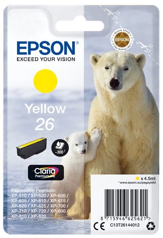 TINTEIRO EPSON AMARELO SERIE 26  XP-600/700/800 - C13T26144012