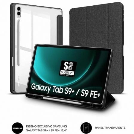 FUNDA SUBBLIM CLEAR SHOCK PARA TABLET SAMSUNG S9+ FE 12.4" NEGRA