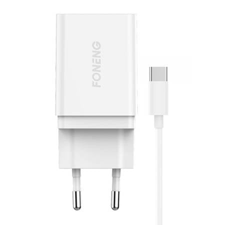 CARREGADOR RÁPIDO FONENG 1X USB K300 + CABO USB PARA USB-C