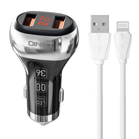 CARREGADOR CARRO 2USB LDNIO C2+ CABO LIGHTNING PR