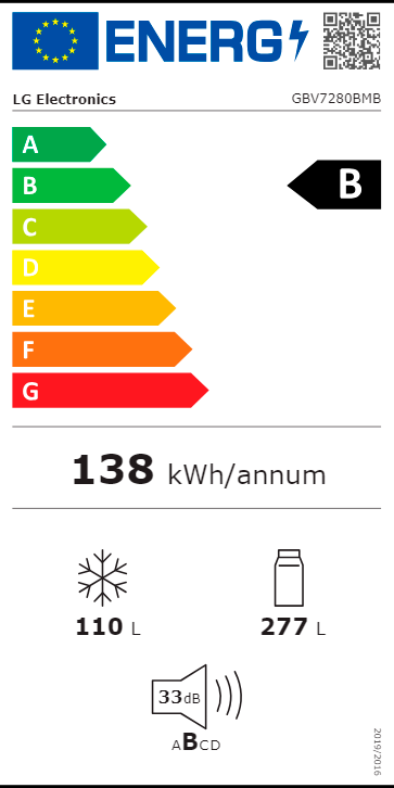 FRIGORÍFICO COMBINADO LG GBV7280BMB