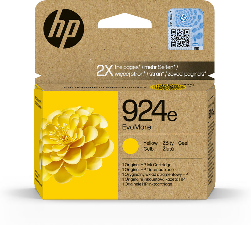 HP 924e EvoMore Yellow Original Ink Cartridge tinteiro 1 unidade(