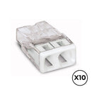 CONECTOR RÁPIDO 2 CONDUTORES RÍGIDOS, Ø MÁXIMO 2,5 MM², TRANSPARE