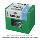 CAIXA L 25 UNID. PARAFUSO METRICO CAB HEX+PORCA ZINCO M 6X25MM FA