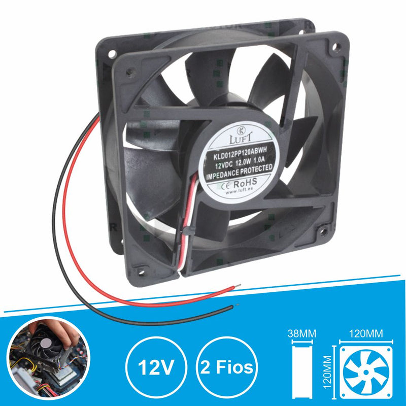 VENTOINHA 12V 120X120X38MM 2 FIOS KLD012PP120ABWH LUFT