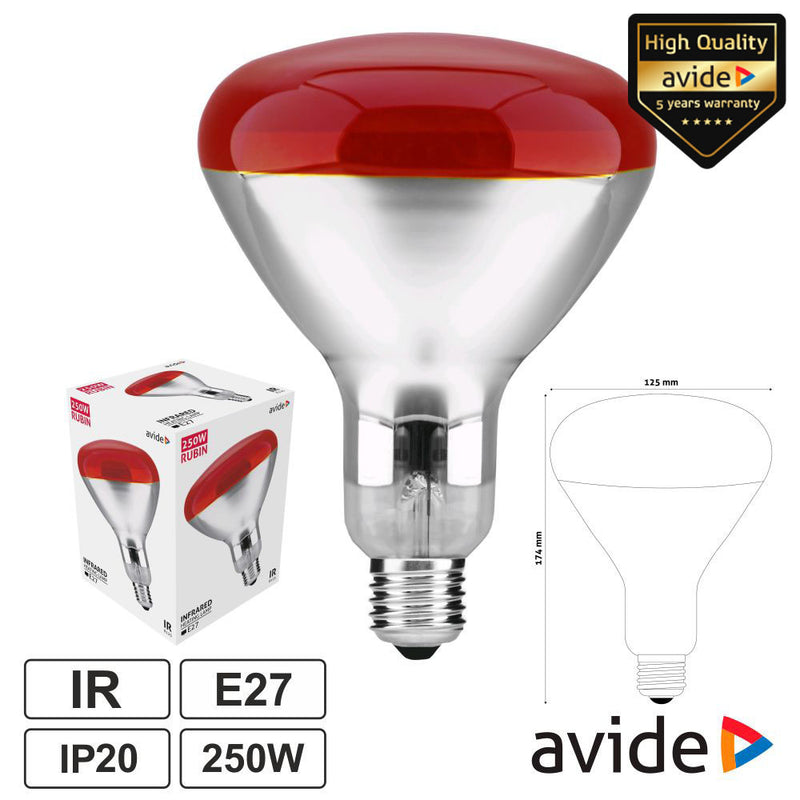 LMPADA E27 250W INFRAVERMELHOS TOPO VERMELHO AVIDE