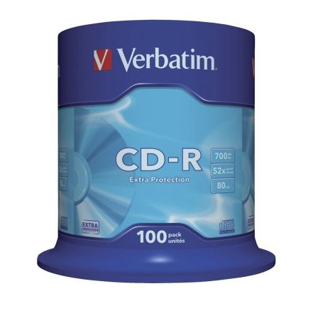 VERBATIM CD-R 52X 700MB 80MIN EXTRA PROT BOBINE (CAKE) PACK 100