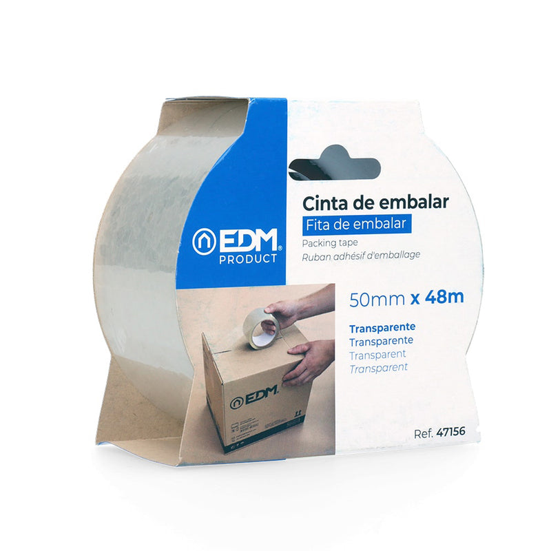 FITA ADESIVA DE EMBALAGEM TRANSPARENTE 48 MICRAS 50M X 50MM EDM