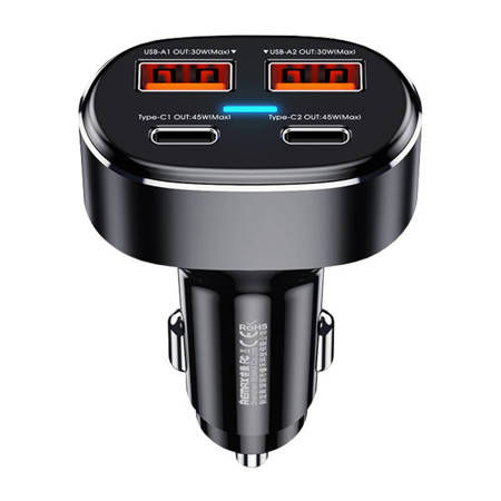 CARREGADOR PARA AUTOMÓVEL 2X USB, 2X USB-C REMAX RCC329, 75 W PRE