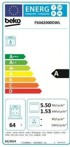 FOGÃO COM FORNO A GÁS BEKO FSG 62000DWL