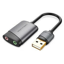 ADAPTADOR USB VENTION CDKHB USB MACHO - 2XJACK 3.5 FEMÊA