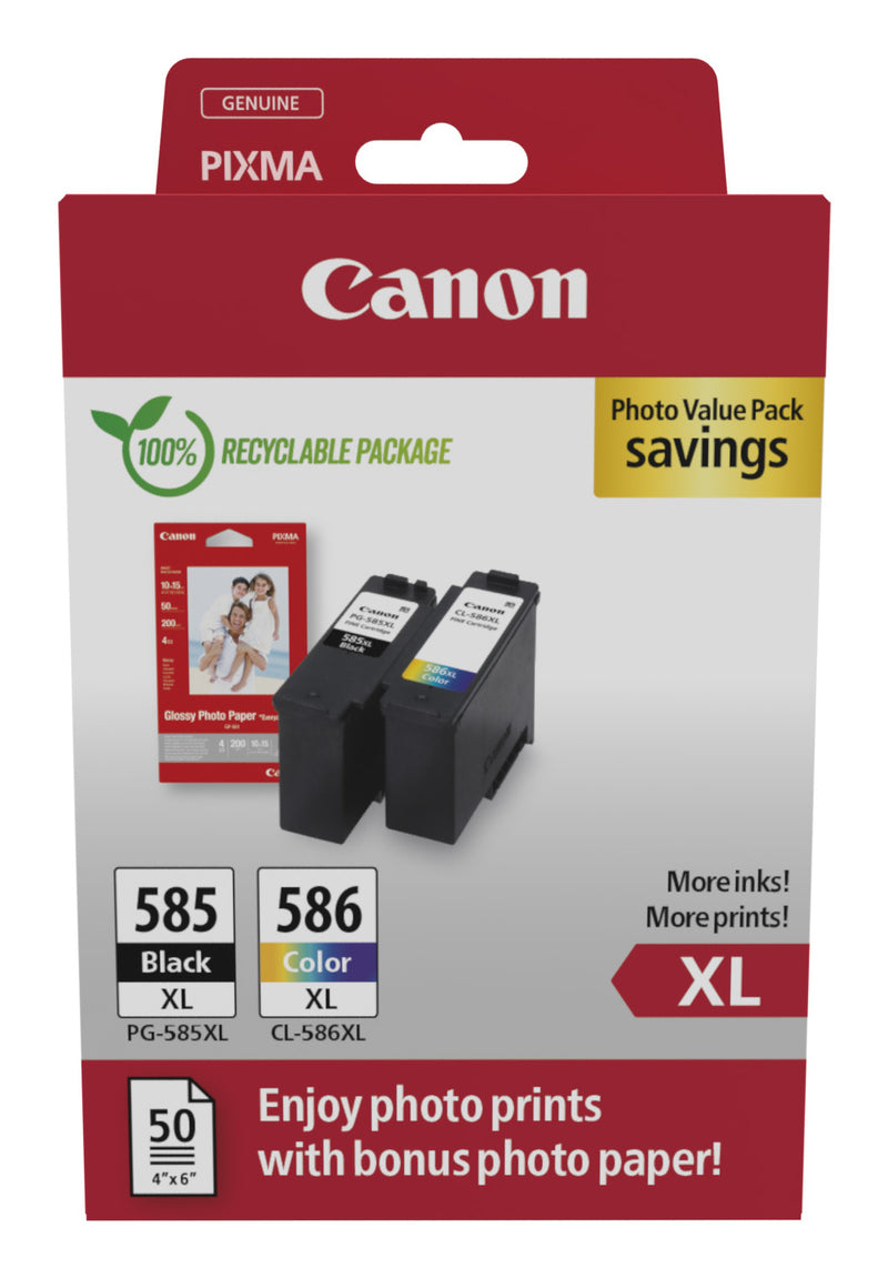 PG-585XLCL-586XL PHOTO VALUE - 4X6 PHOT PAPER(GP-501 50SHEETS) +