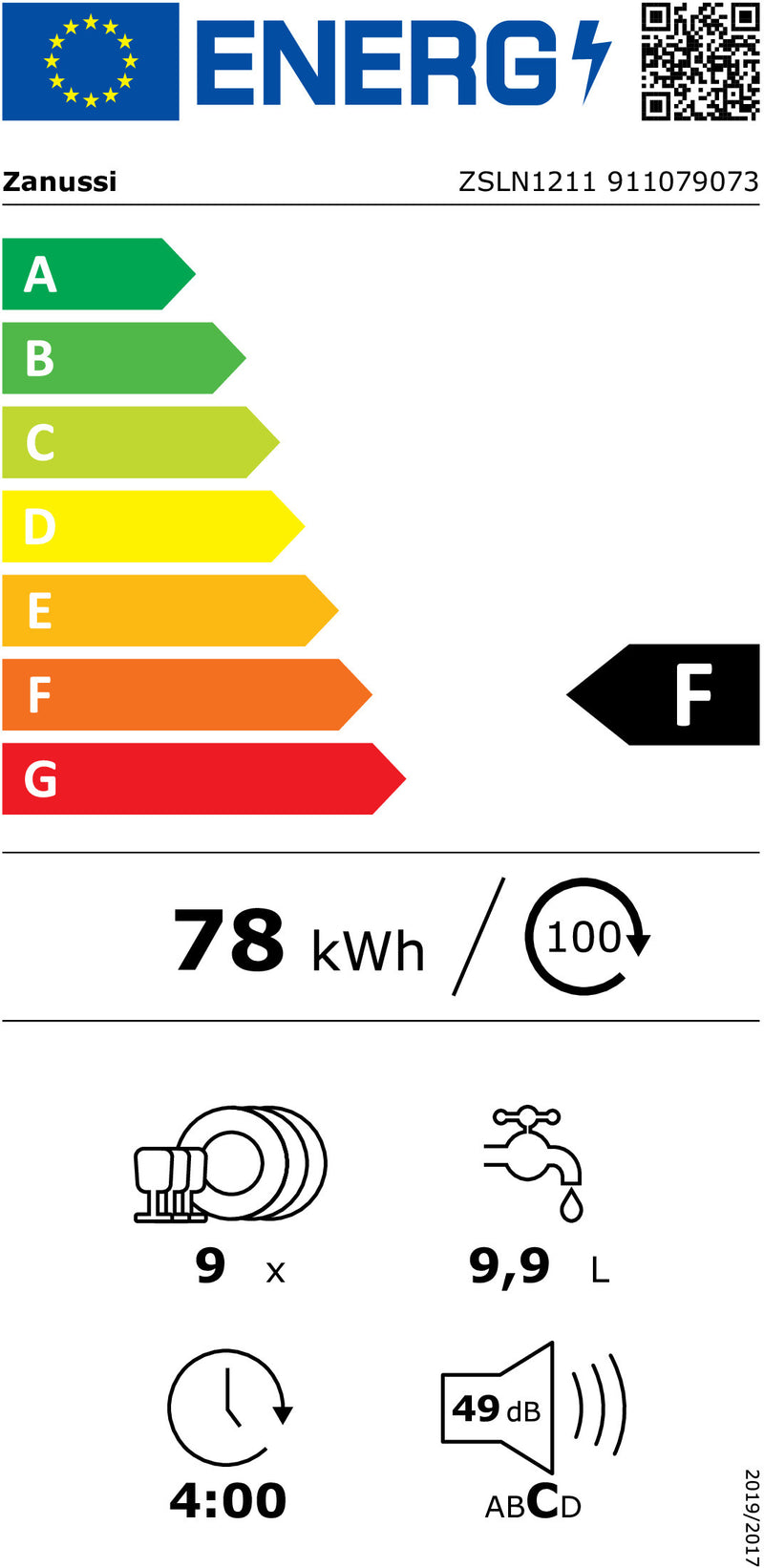 MÁQUINA LAVAR LOIÇA ENCASTRE ZANUSSI ZSLN1211( 9 TALHERES - 5 P -